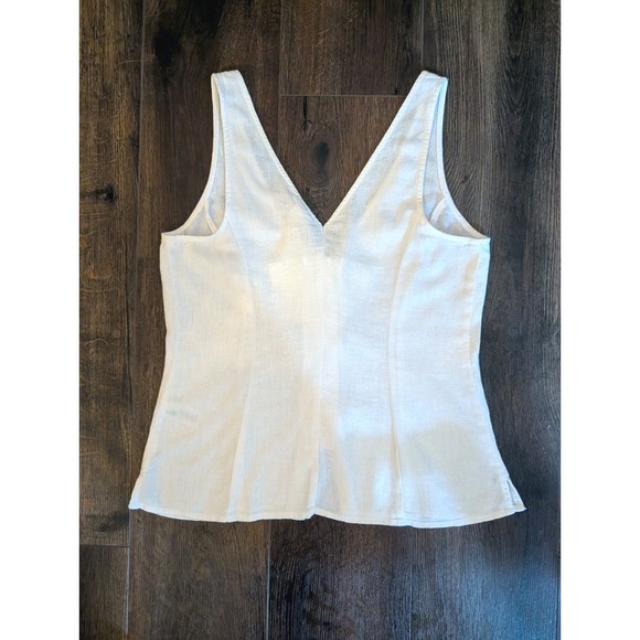 Womens Linen Tie Front Vest Tank Top Small Boho Festival Coastal Sleeveless - Picture 8 of 14